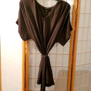 Olive Green V-Neck Tie Waist Tunic